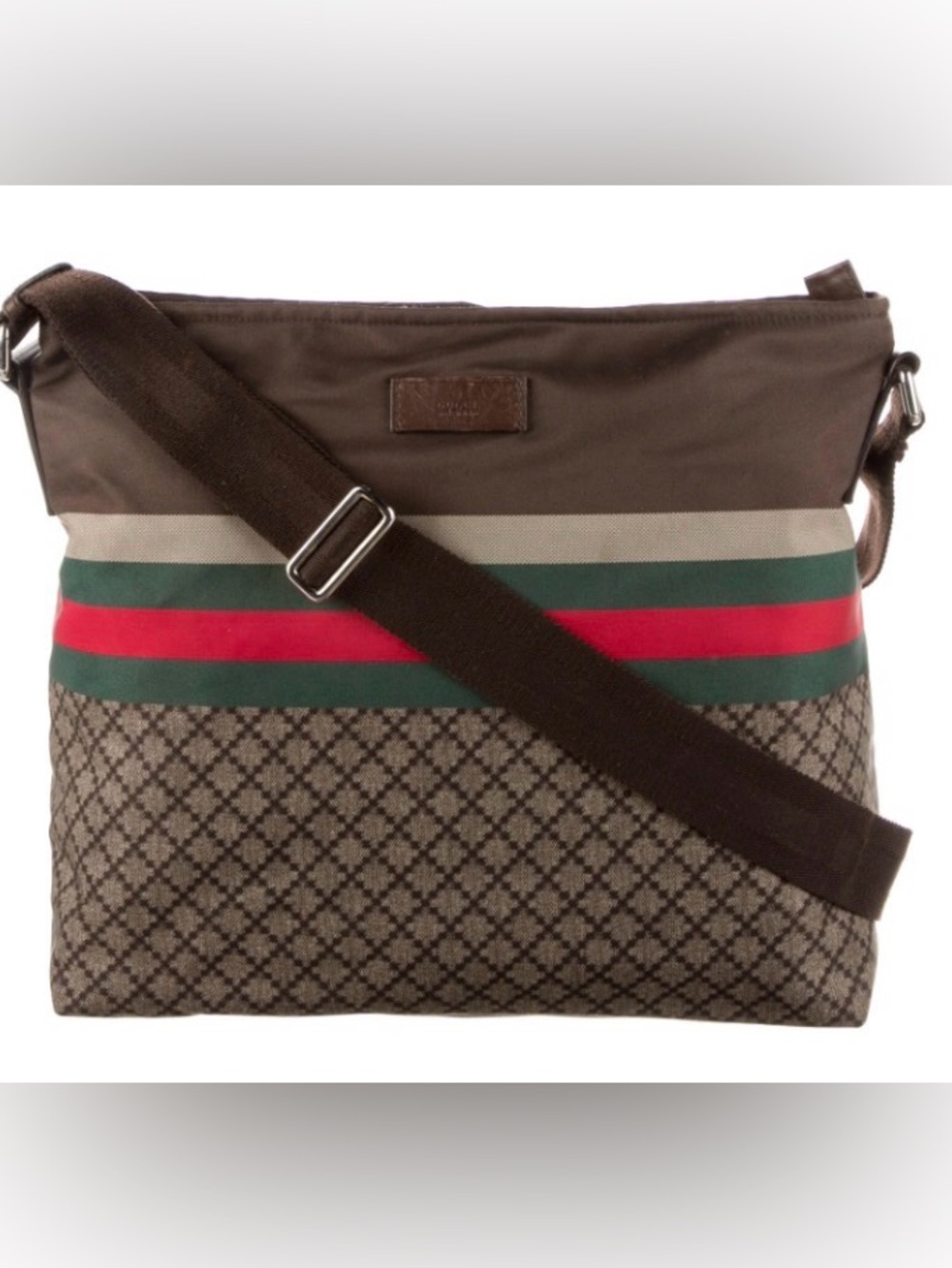Gucci Diamante Web Crossbody Bag In Brown - Picture 11 of 13